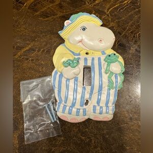 Vintage 1990s Hippo Holding Frogs Light Switch Cover